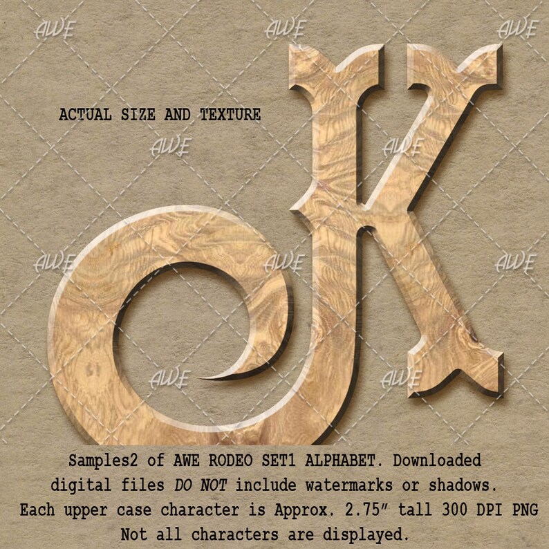 Rodeo Set 1 Digital Alphabet, by Awesomescrapper - Fancy Western, Wood ...