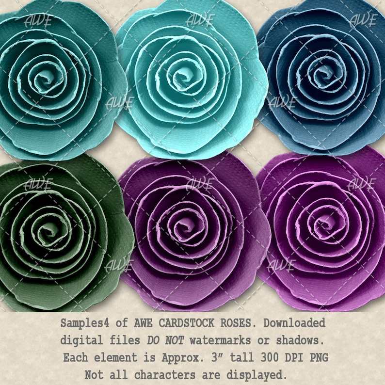 Cardstock Digital Roses by Awesomescrapper Set of 45 Colors Etsy