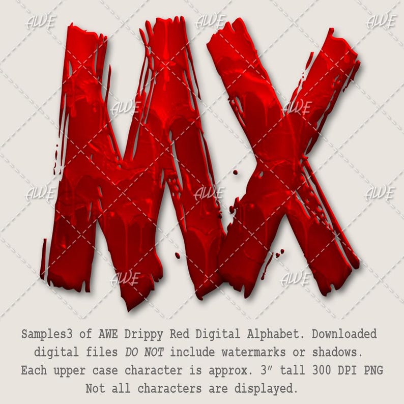 Drippy Red Digital Alphabet by Awesomescrapper - High Quality, 300 DPI ...