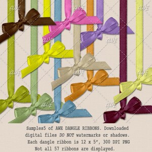 Dangle Ribbons by AwesomeScrapper, Digital Clipart Set of 57, Multi Color, High Quality, 300DPI PNGs, Scrapbooking, Card Creation image 6