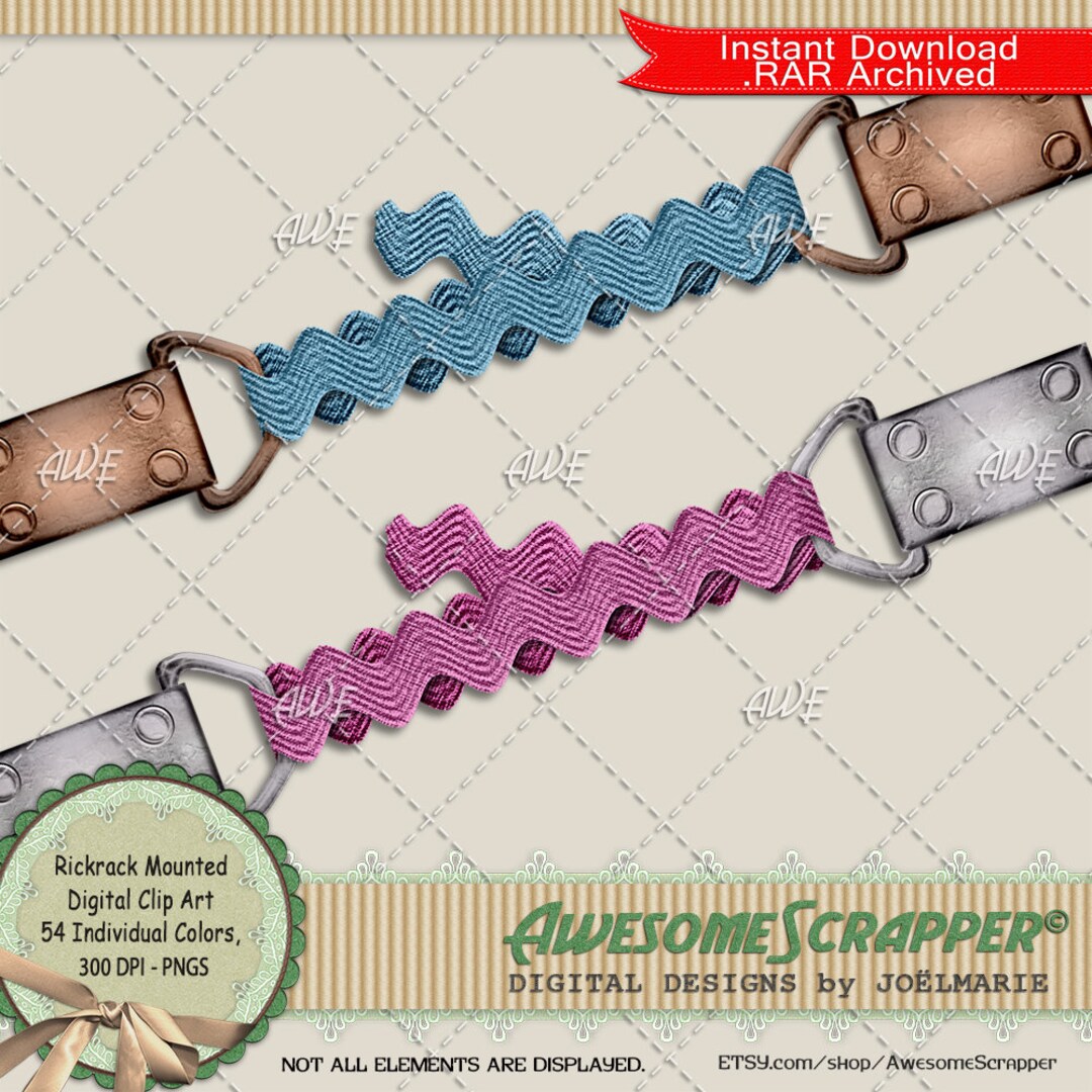 Rick Rack Transparent Rickrack Mounted Digital Clip Art by Awesomescrapper - High Quality ...