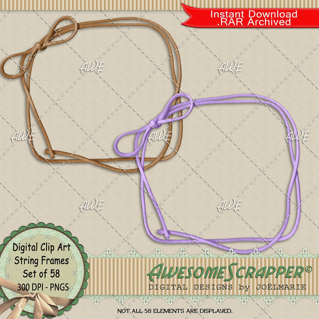 String Frames Digital Clipart by Awesomescrapper - Set of 58, High ...