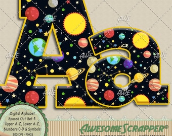 Spaced Out Set4 Digital Alphabet by Awesomescrapper - High Quality