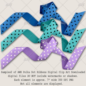 Polka Dot Ribbons Digital Clipart, by Awesomescrapper Set of 38 Pngs ...