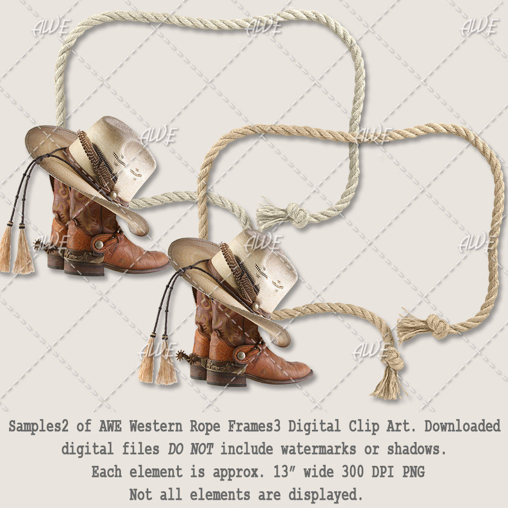 Western Rustic Frame With Rope Western Rope Frames Set3 Digital Clip Art by Awesomescrapper - High ...