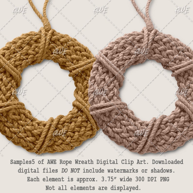 Rope Wreath Digital Clip Art by Awesomescrapper - High Quality, 300 DPI ...