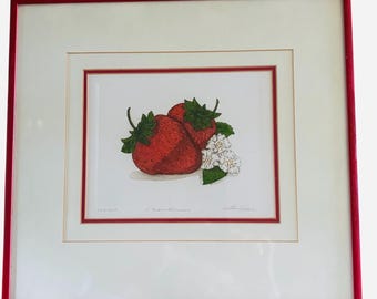 Vintage Lithograph Strawberries Print by Martha Harrison #143/350