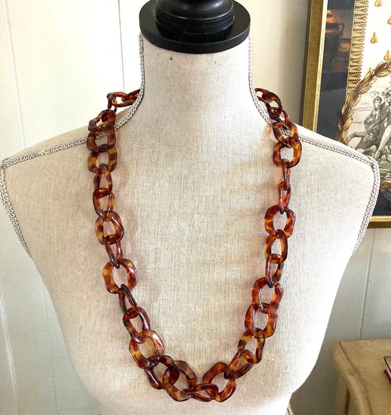 Vintage Tortoise Like Chunky Chain Link Necklace