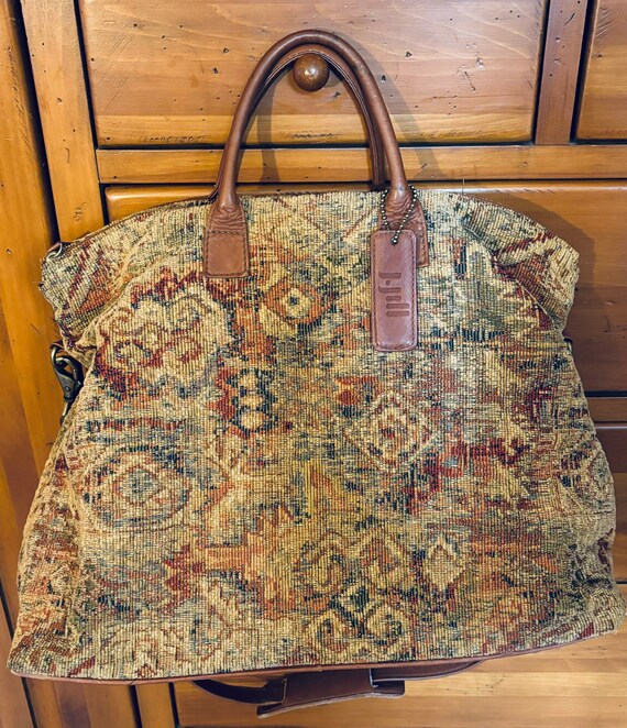 Vintage J Jill Tapestry Cargo Travel Bag