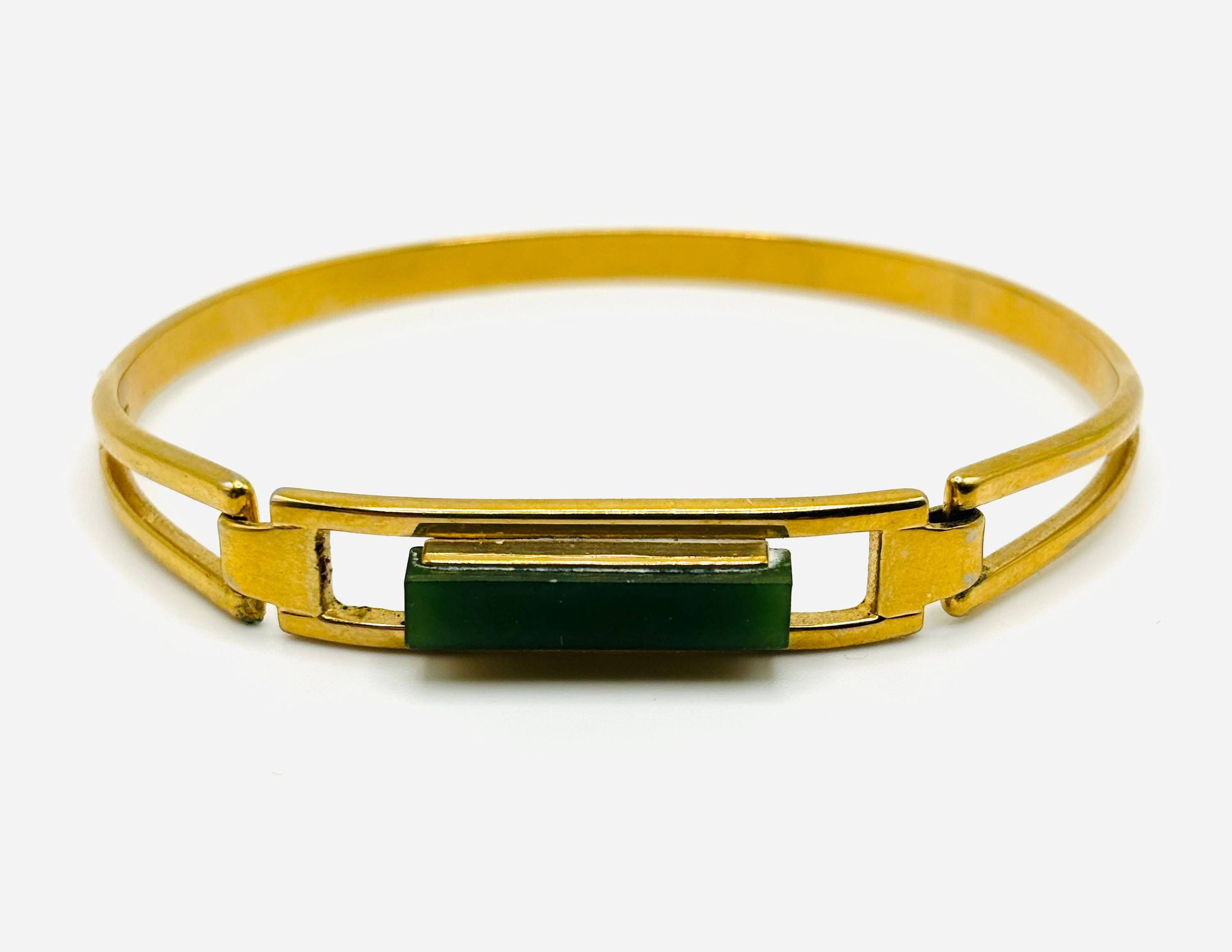 Vintage Avon Gold Tone Bracelet With Jade Like Stone - Etsy