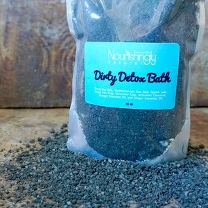 Detox Bath with Activated Charcoal, Charcoal Bath Soak, Natural Detox Bath, Dead Sea Salt Soak, Dead Sea Mud Bath, 16 oz XL Large Detox Bath image 1