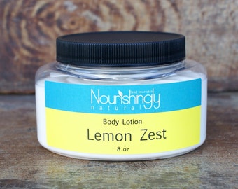 Natural Lemon Lotion, Essential Oil Hand Cream, Organic Beeswax Lotion, Large 8 oz Lotion, Dye Free Lotion, Gluten Free Lotion