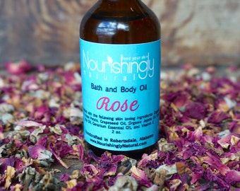 Organic Body Oil, Rose Hip Infused Oil, Rose Oil for Dry Skin, Rose Essential Oil Gift, Aromatherapy Oil, Rose Massage Oil, Rose Facial Oil