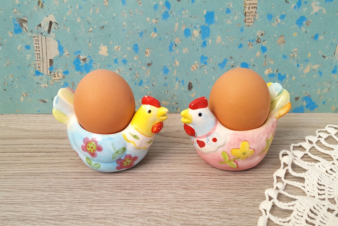Vintage Egg Cups Egg Holders Chicken Egg Cups Ceramic Egg Holders Dutch