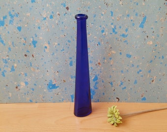 Vintage Blue Cobalt Glass Bottle Vase Home Decor