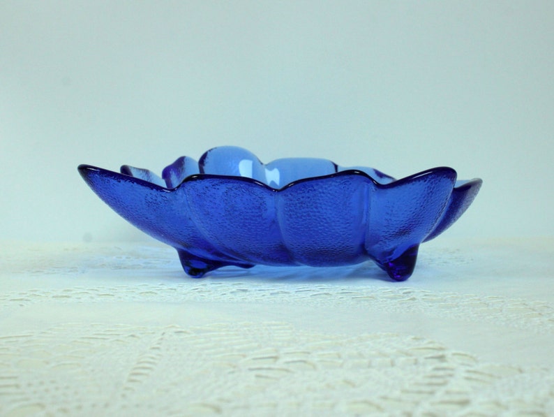 Vintage Leaf Bowl Blauw Glas Schotel Bowl Blue Leaf Bowl Etsy