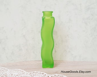 Vintage Glass Vase Colored Glass Vase Green Colour Vase Square Vase Glass Vase Bottle Vase Decor Green Colour Glass Decor Home Decor