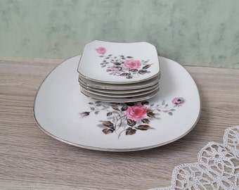 Vintage Plates Set Dessert Plates Ceramic Plates Dutch Plates Dessert Plates Flowers Plates Kitchen Decor