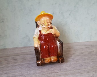 Vintage Grandpa Money Box Ceramic Figurine Grandpa Money Box Home Decor