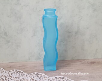 Vintage Colored Glass Vase Blue Square Bottle Home Decor
