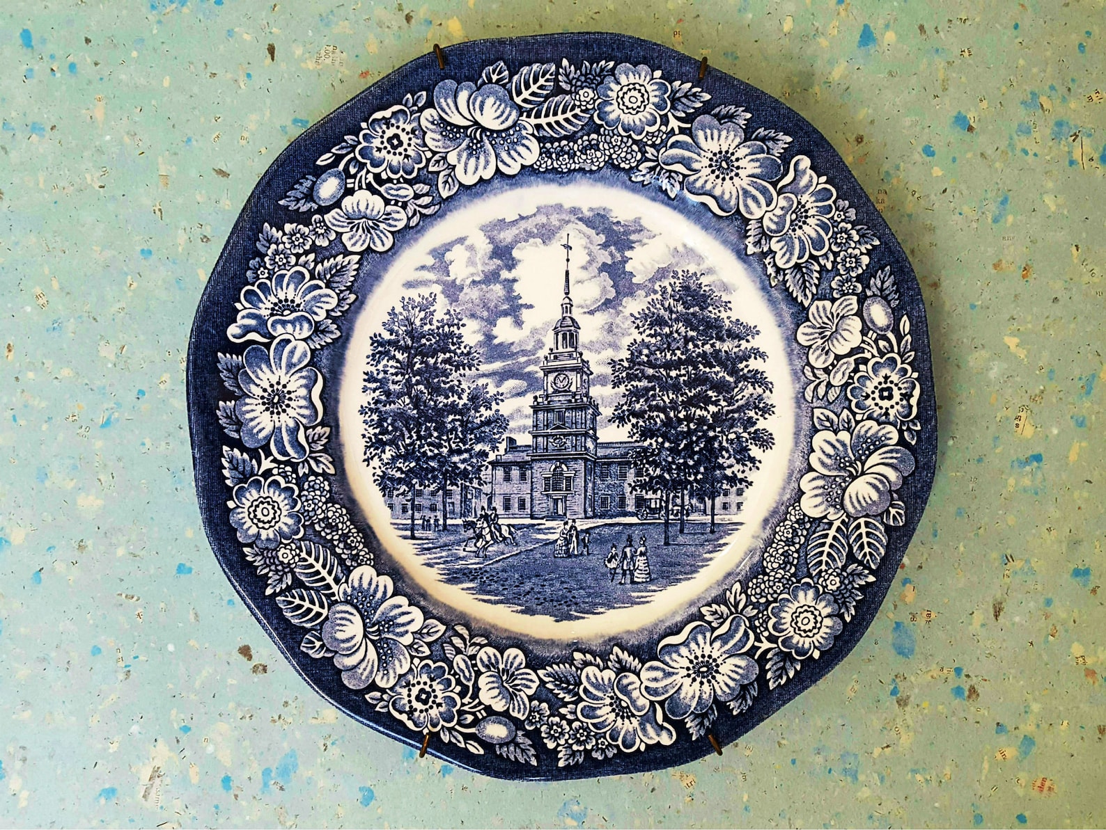 Liberty Blue Plate Independence Hall Plate Ceramic Plate for Etsy