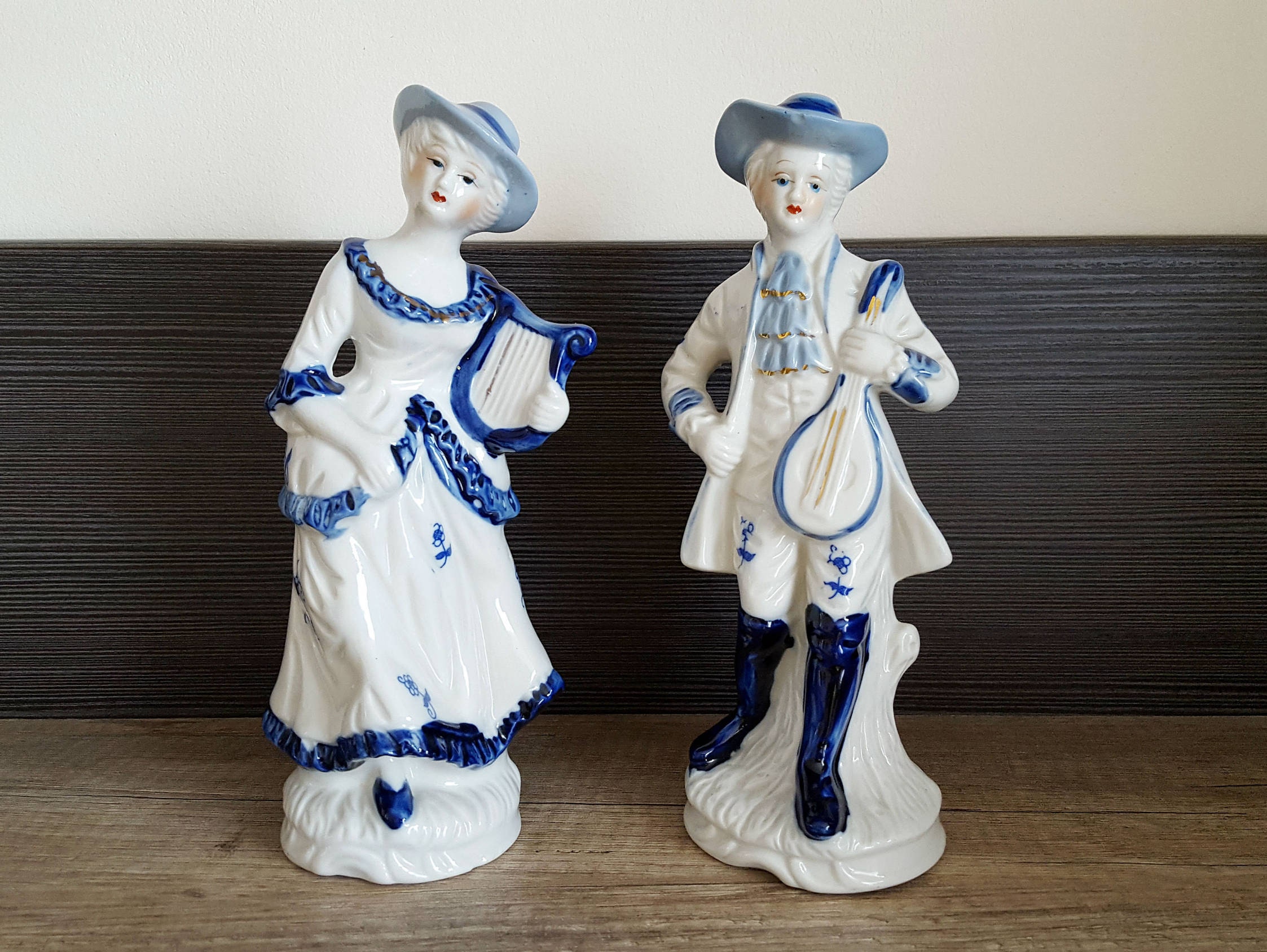 2 Vintage Figuren Französische Figuren Musiker Porzellan Etsy