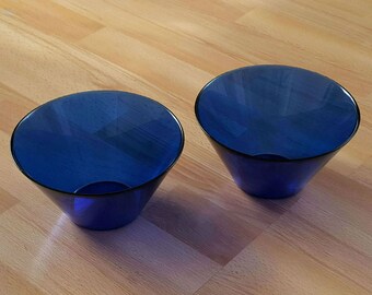 Vintage Blue Glass Dish Bowl's Cobalt Kitchen Decor