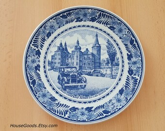 Vintage Delft Blue Big Ceramic Plate Wall Hand Decorated Plate Home Decor