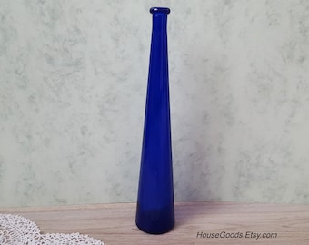 Blue Glass High Bottle Vase Cobalts Home Vintage Decor