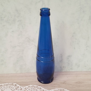 Vintage Blue Bottle Blue Glass Bottle Cobalt Blue Bottle Blue Glass Home Decor Vintage Home Glass Decor