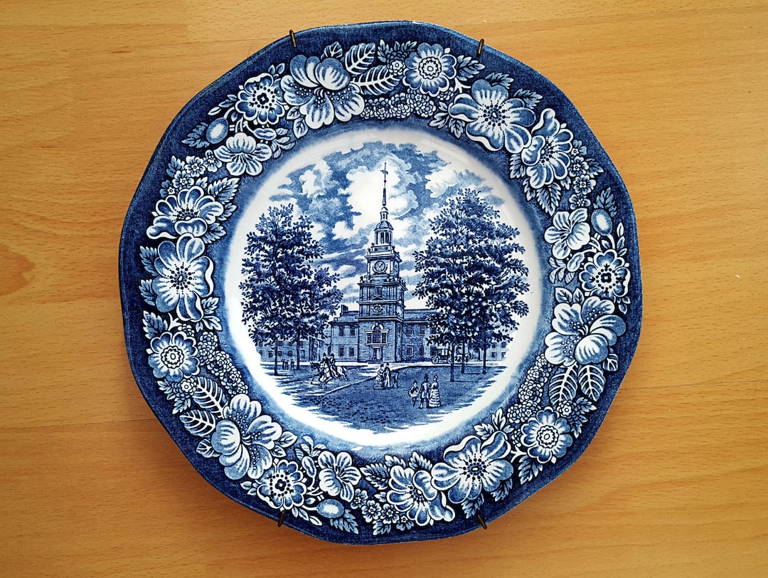 Liberty Blue Plate Independence Hall Plate Ceramic Plate for Etsy