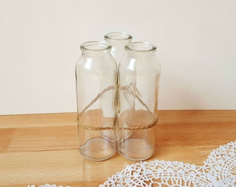 3 Vintage Bottles Transparent Glass Bottles Glass Jars Pharmacy Chemist Containers Home Decor