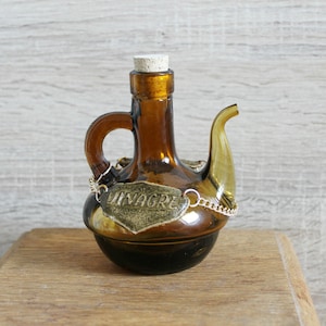 Vintage Pitcher Amber Pitcher Glass Pitcher Vinegar Pitcher Blown Glass Pitcher with  Stopper Kitchen Decor