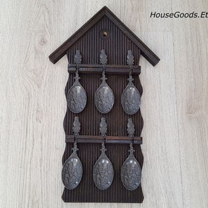 Vintage Spoons Rack Dutch Spoons Rack with Pewter Spoons Jan Steen The Tooth Master Kitchen Decor Rack Spoons Holder Home Decor