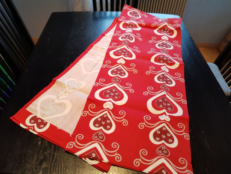 Pair Xmas window panels Swedish vintage. Two printed Christmas window panels curtains with rod pocket