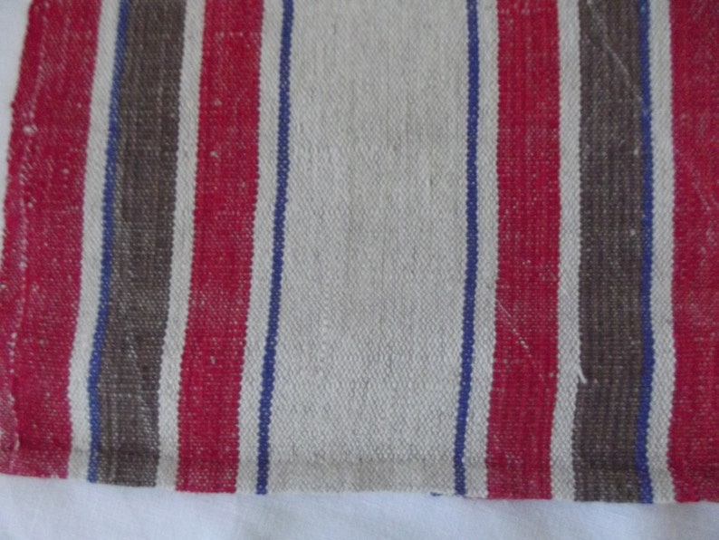 Swedish vintage 1970s. Handmade handwoven striped  linen table runner