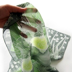 Fern scarf, dark green silk scarves hand painted with Solomon seal, St Patrick gift image 6