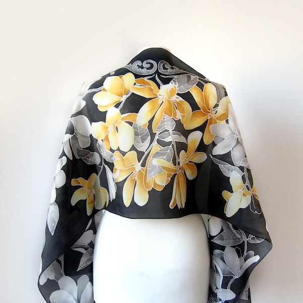 Silk Scarf With Fringe in Black main image 0