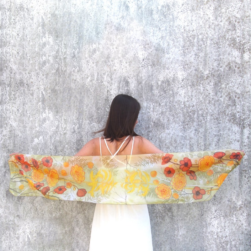 Stripe orange silk scarf