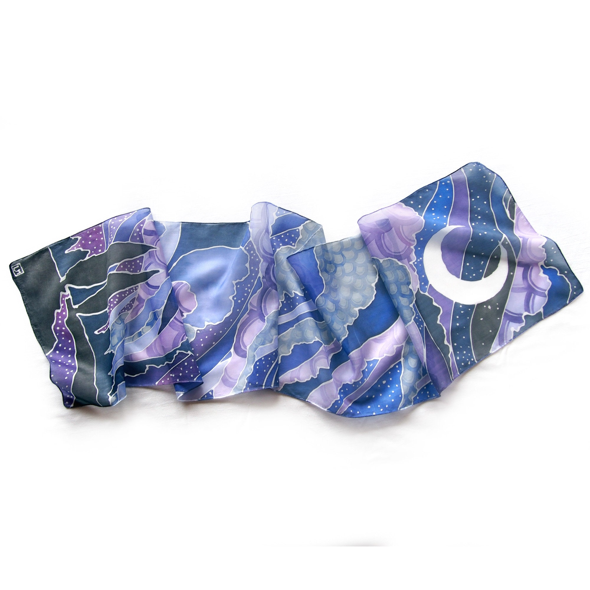 Night sky scarf hand painted on slim silk scarves with Etsy