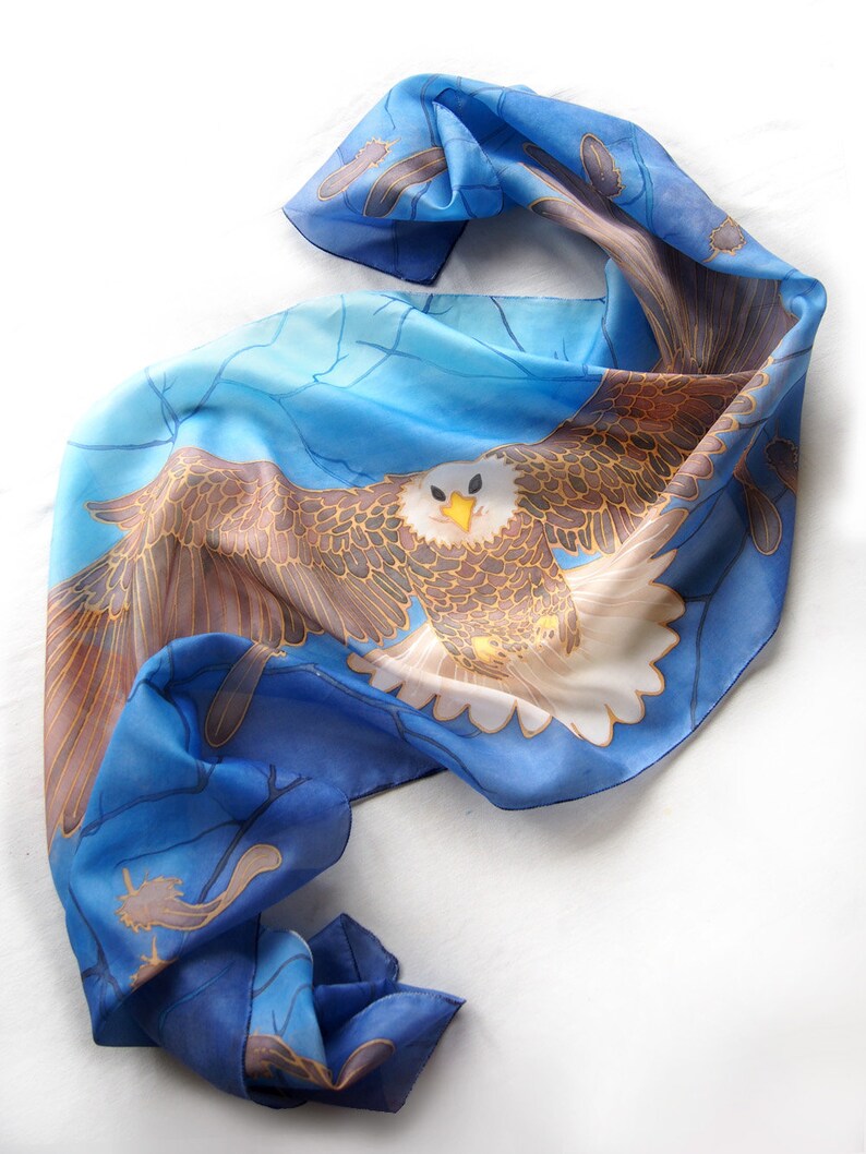 Eagle Silk Scarf Hand Painted Patriotic Scarves With Bird of - Etsy UK