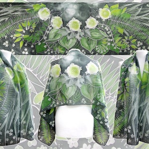 Fern scarf, dark green silk scarves hand painted with Solomon seal, St Patrick gift image 8