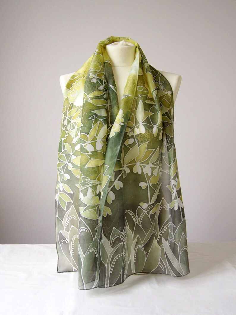 Long Silks Scarves Lily of the Valley Scarf Flower Silk Etsy