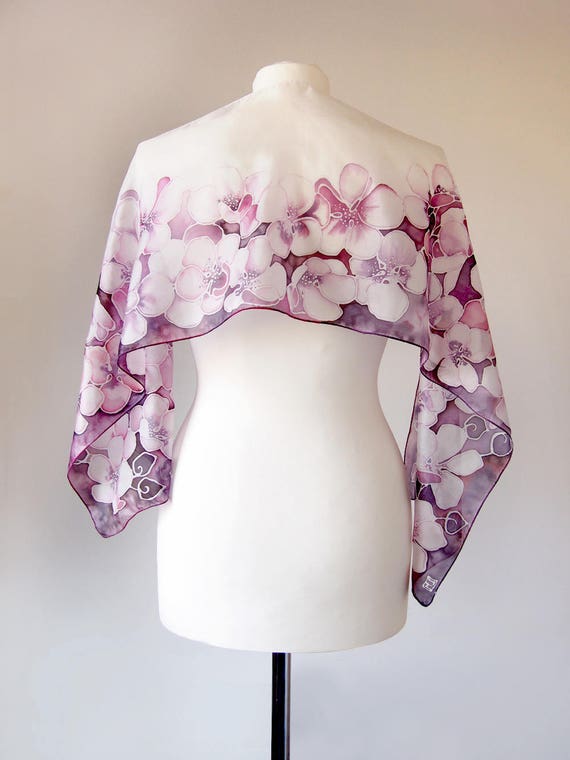 Pink silk scarf for women Hand painted silk scarf  2nd anniversary gift