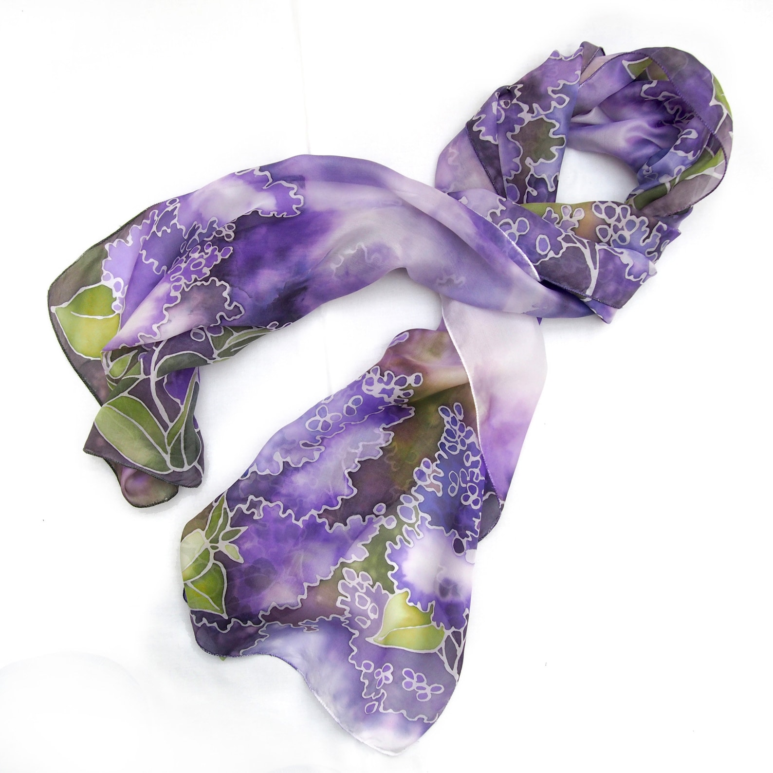 Lilac Silk Scarf Hand Painted Scarves in Warm Purple and Etsy