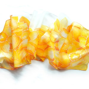 Silk scarf Daffodils, yellow scarf, Daffodils hand painted silk scarves, narcissus gift image 3