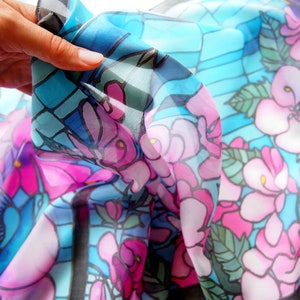 Silk Scarf Hummingbird With Hibiscus Flowers. Hand Painted Colibri Bird ...