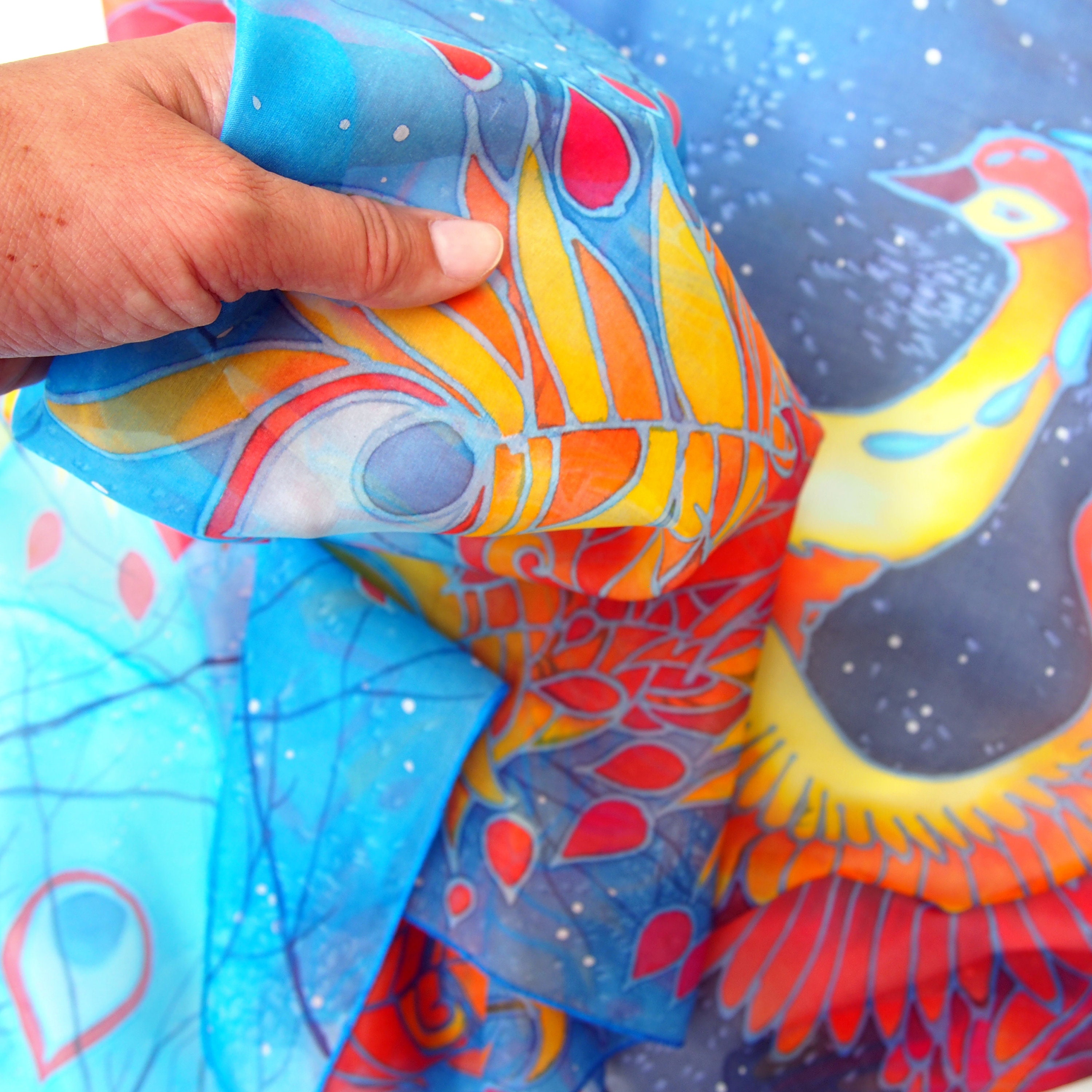 ZTTTD Rétro Peinture à L'huile Style Foulard En Soie Femmes Printemps Et Automne Satin Grand Foulard Carré Foulard En Soie Châle