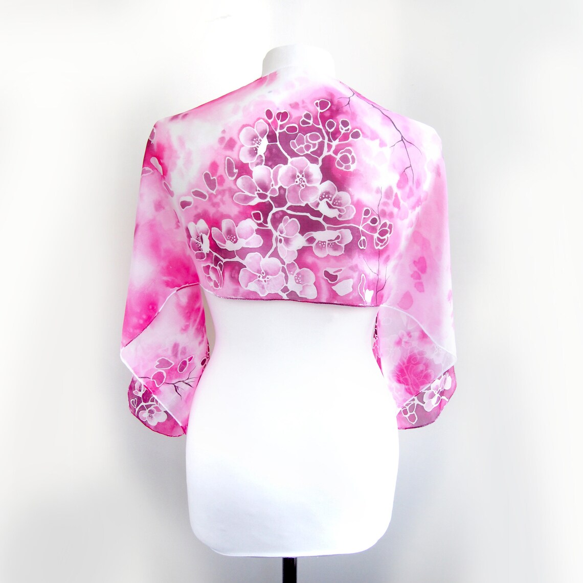 Cherry Blossom Silk Scarf Slim Scarves Hand Painted With - Etsy