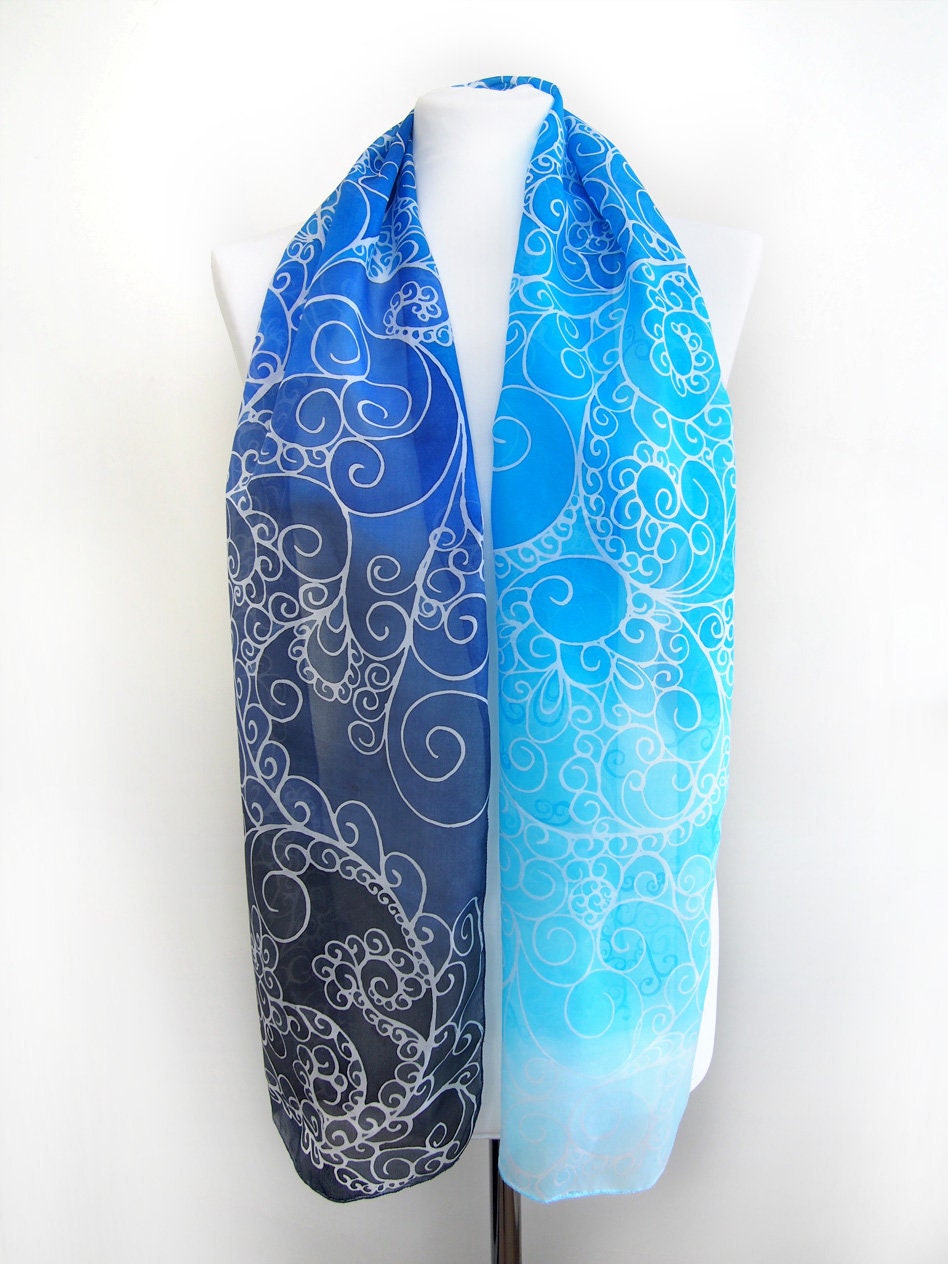 Ice scarf silk scarf FROST hand painted silk scarves Etsy